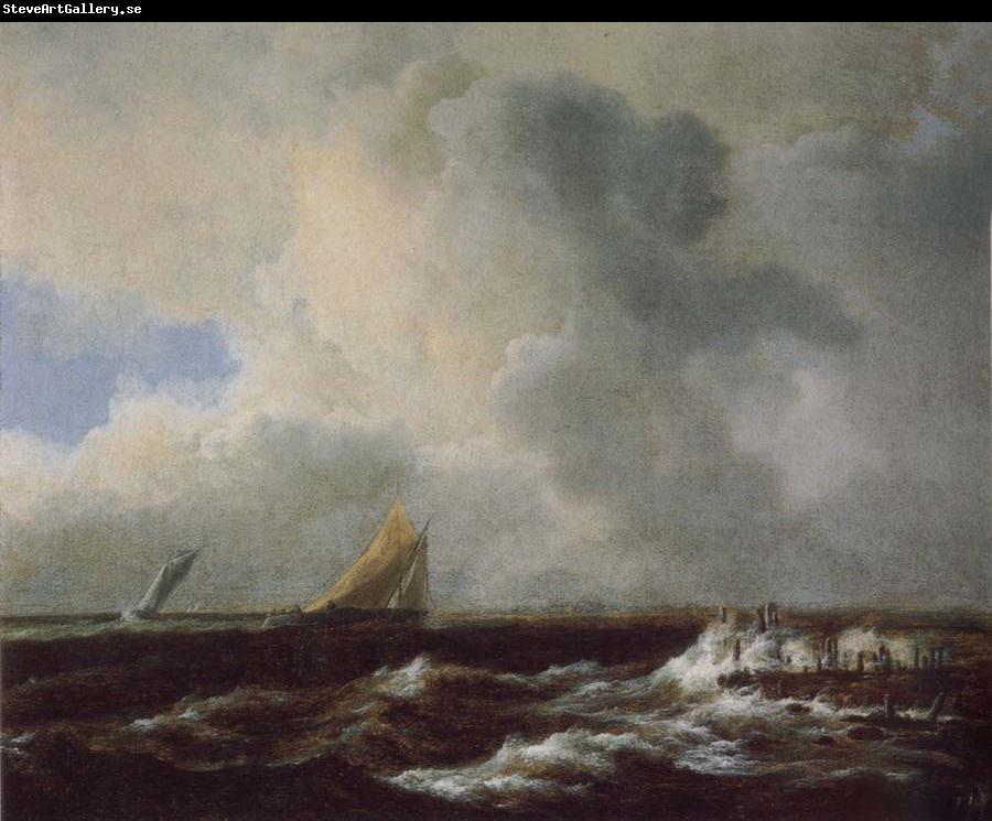 Jacob van Ruisdael Vessels in a Choppy sea